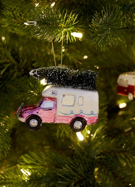 HD Collection Camper kersthanger 10 cm - voorkant 3 roze