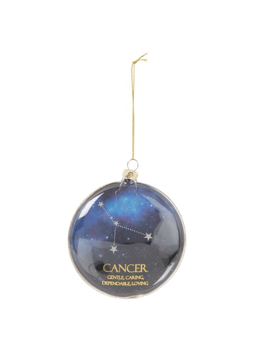 HD Collection Cancer kersthanger 10 cm - voorkant blauw