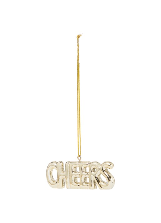 HD Collection Cheers kersthanger 9 cm - voorkant 2 goud