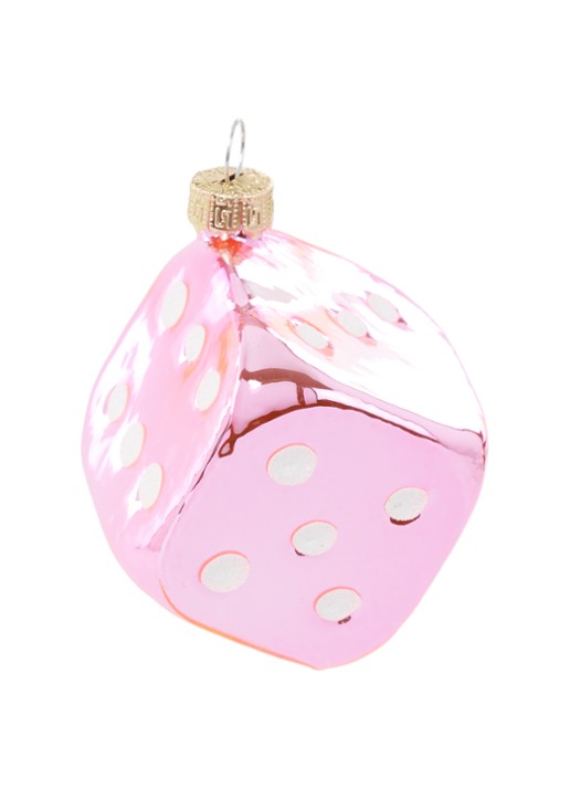 HD Collection Cube kersthanger 8 cm - voorkant 2 roze