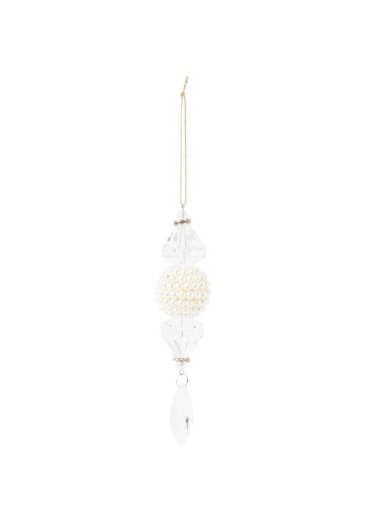HD Collection Dangle kersthanger 16 cm - voorkant wit
