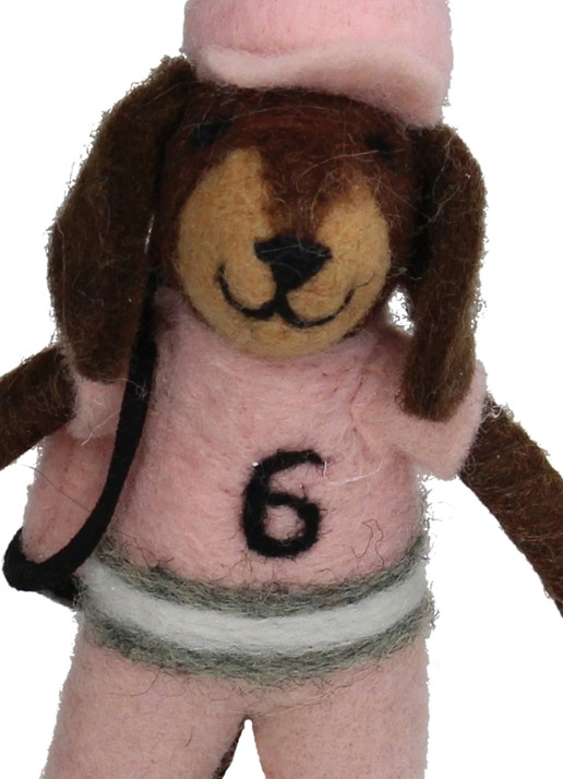 HD Collection Golf Hond kersthanger 14 cm - detail roze