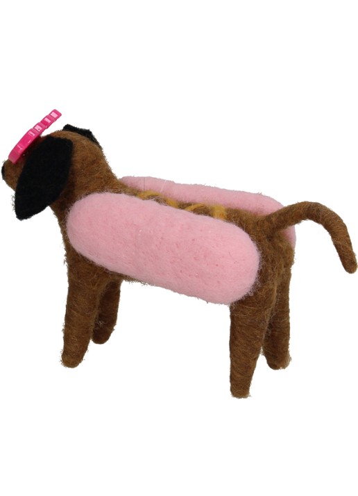 HD Collection Hot Dog kersthanger 13 cm - achterkant 2 roze