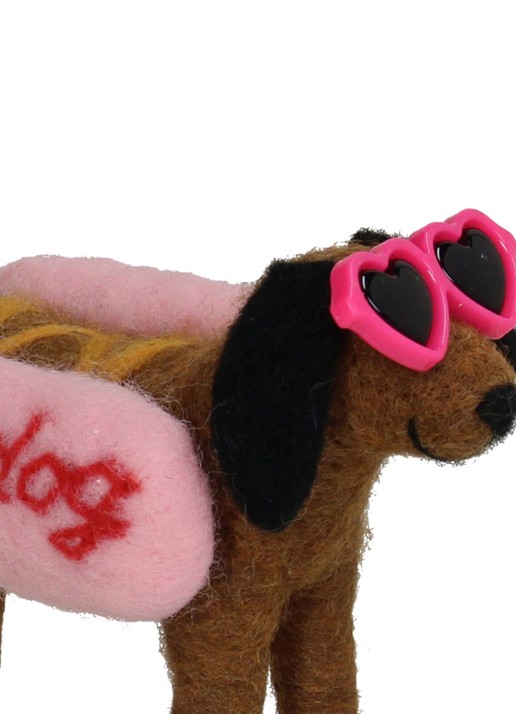 HD Collection Hot Dog kersthanger 13 cm - detail roze