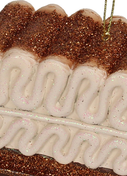 HD Collection Ijstaart kersthanger 10 cm - detail bruin