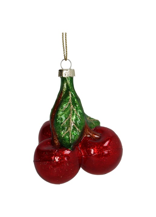 HD Collection Kersen kersthanger 7 cm - voorkant 2 rood