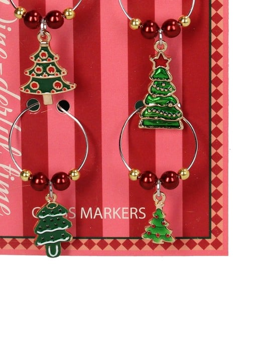 HD Collection Kerstboom glasmarkers set van 4 - detail groen
