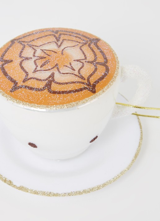 HD Collection Kopje Koffie kersthanger 5 cm  - detail 3 wit