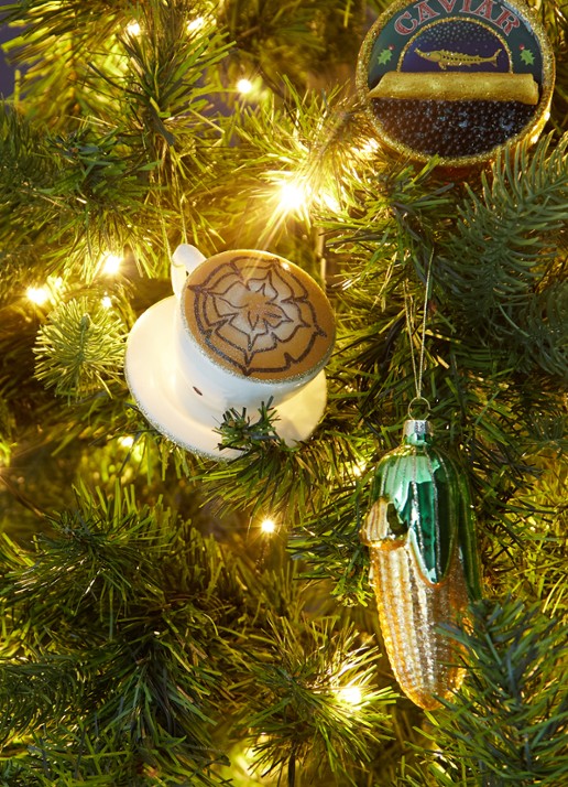 HD Collection Kopje Koffie kersthanger 5 cm  - voorkant 2 wit
