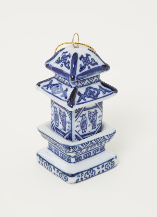 HD Collection Pagoda kersthanger 9 cm - detail blauw
