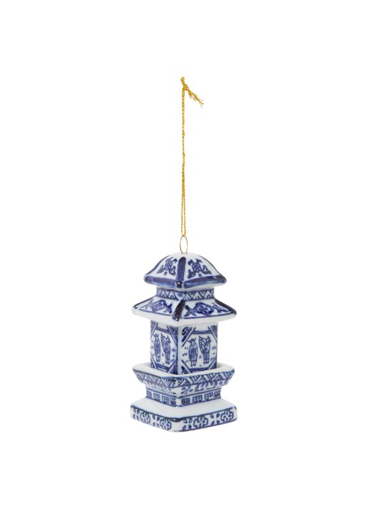 HD Collection Pagoda kersthanger 9 cm - voorkant 2 blauw
