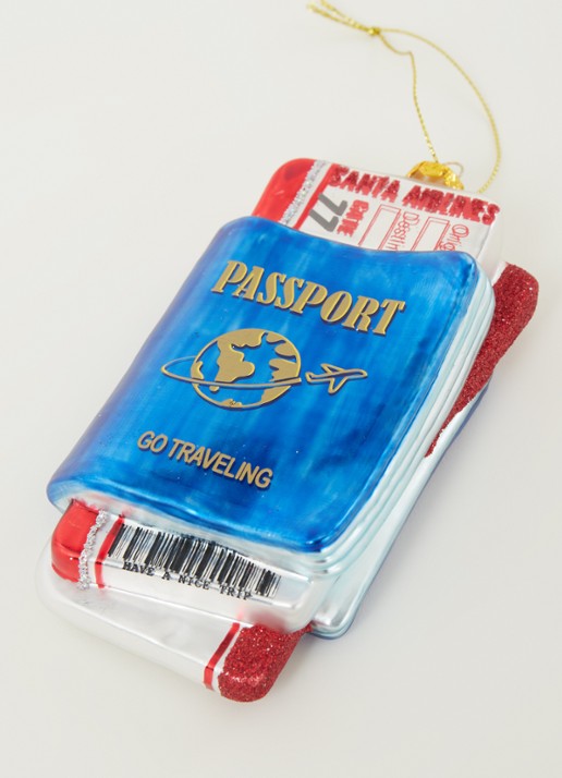 HD Collection Passport kersthanger 14 cm - detail blauw