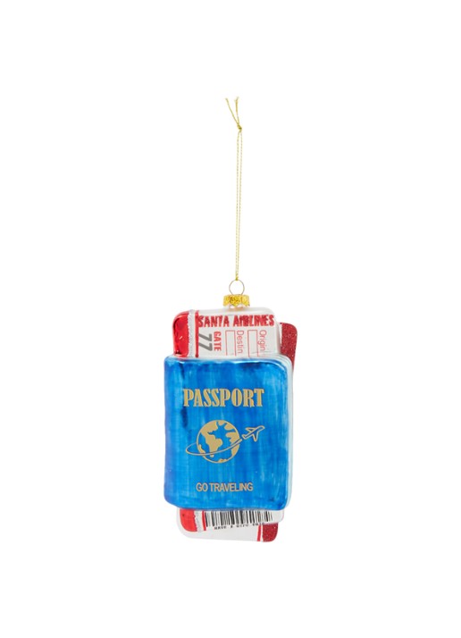 HD Collection Passport kersthanger 14 cm - voorkant 2 blauw
