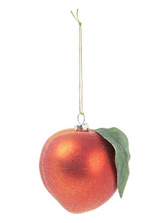 HD Collection Perzik kersthanger 8 cm - voorkant 2 oranje