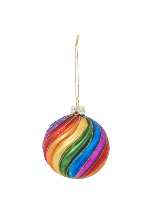HD Collection Rainbow kerstbal 7 cm - voorkant multicolor
