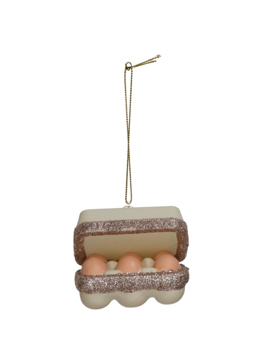 HD Collection Verse eieren kersthanger 6,5 cm - detail 3 beige