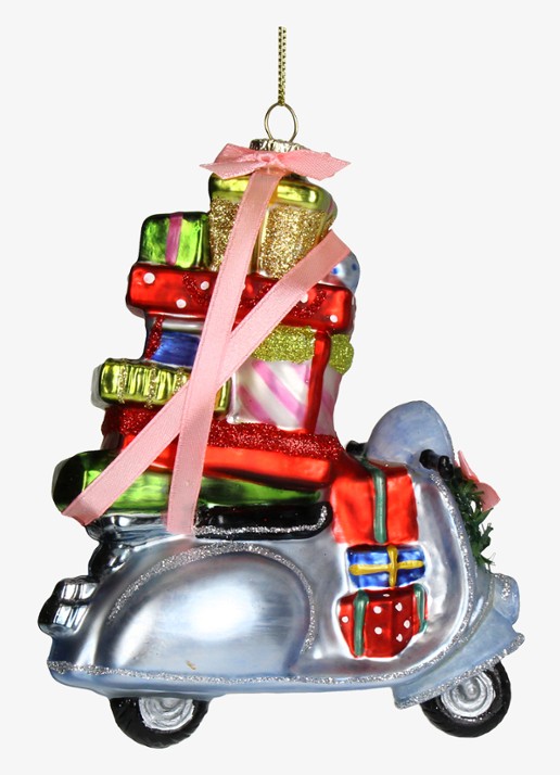 HD Collection Vespa Gift Delivery kersthanger 13 cm - voorkant 2 zilver