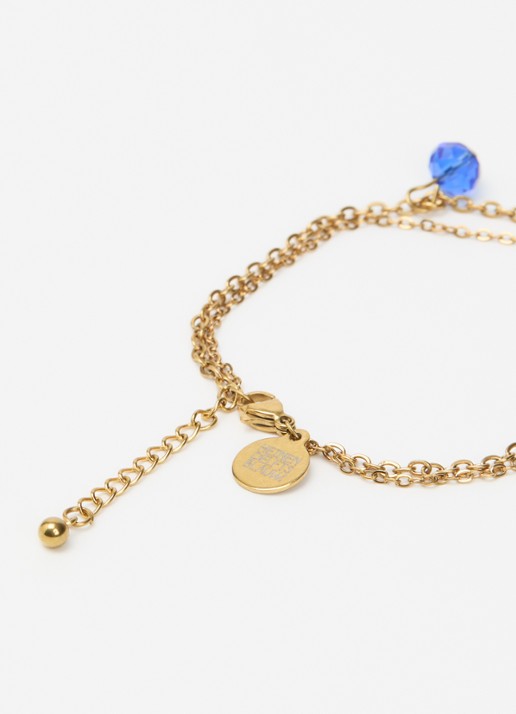 Heinen Delfts Blauw Armband met hanger - detail goud