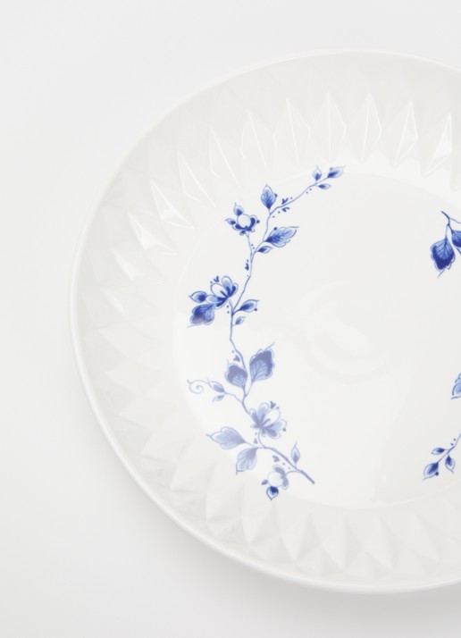 Heinen Delfts Blauw Blauw Vouw pastabord 24 cm  - detail wit