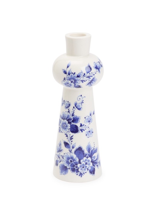 Heinen Delfts Blauw Bol kandelaar 19 cm