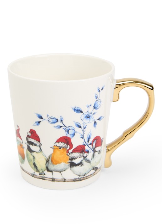 Heinen Delfts Blauw Bosvogels Kerst kopje 30 cl
