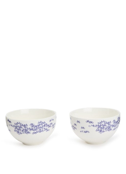 Heinen Delfts Blauw De Blauwe Fiets kom 10 cm set van 2