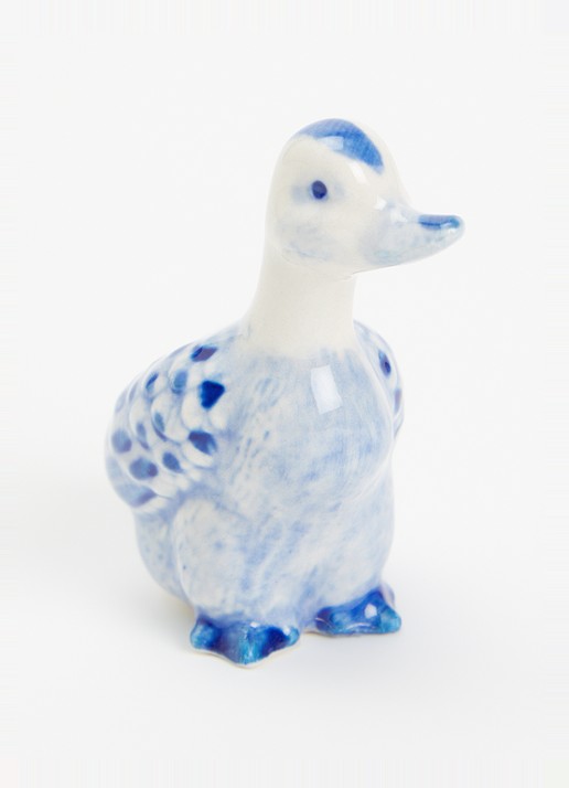 Heinen Delfts Blauw Eend ornament 5,5 cm - voorkant 2 blauw