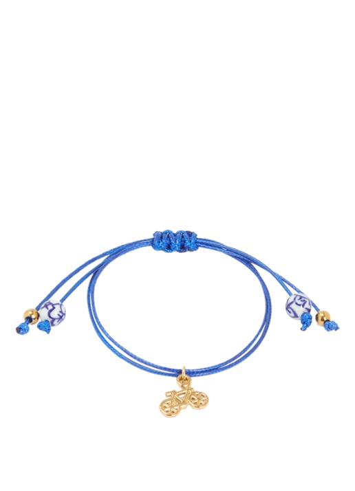 Heinen Delfts Blauw Fiets armband met hanger