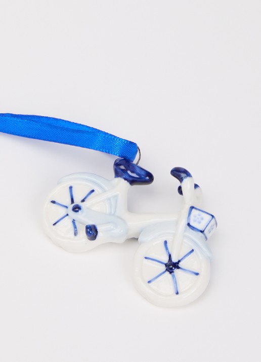 Heinen Delfts Blauw Fiets kersthanger 4,5 cm - detail 2 multicolor