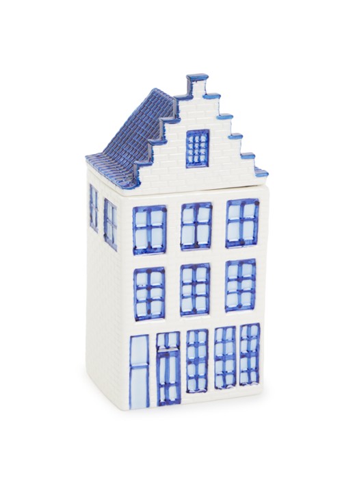 Heinen Delfts Blauw Grachtenpand voorraadpot 20 cm