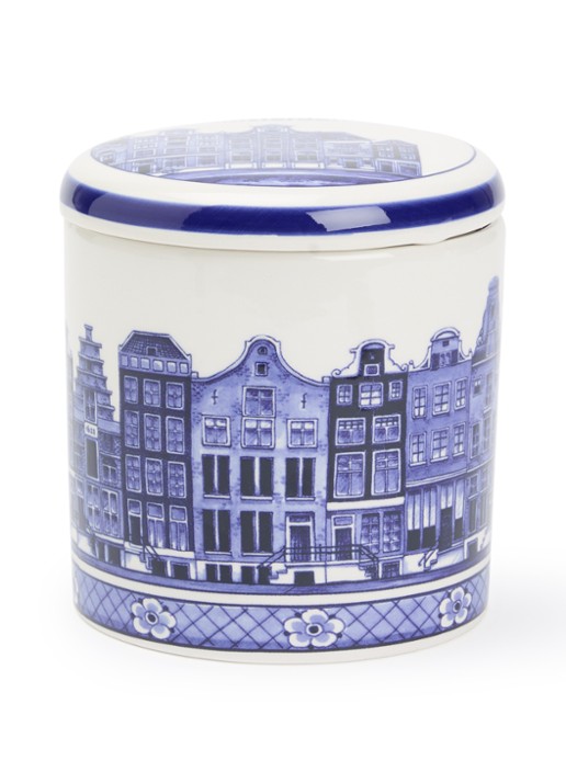 Heinen Delfts Blauw Grachtenpanden voorraadpot