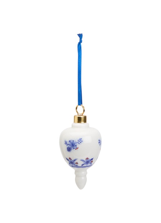Heinen Delfts Blauw Kerstbal druppel 9 cm