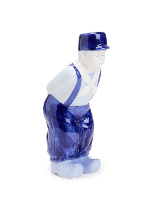 Heinen Delfts Blauw Kissing Couple Boer XL ornament 30 cm - voorkant blauw