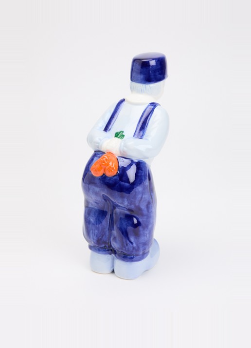 Heinen Delfts Blauw Kissing Couple Boer XL ornament 30 cm - voorkant 2 blauw