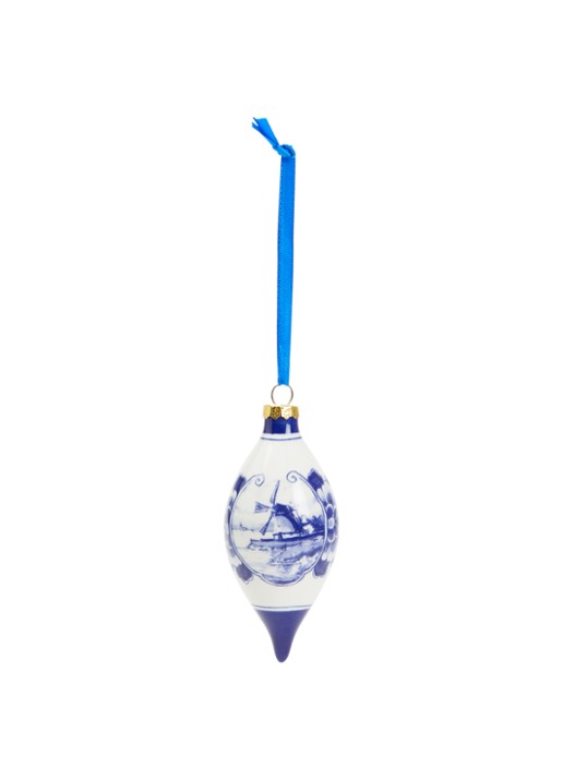 Heinen Delfts Blauw Landschap kersthanger pegel 7 cm