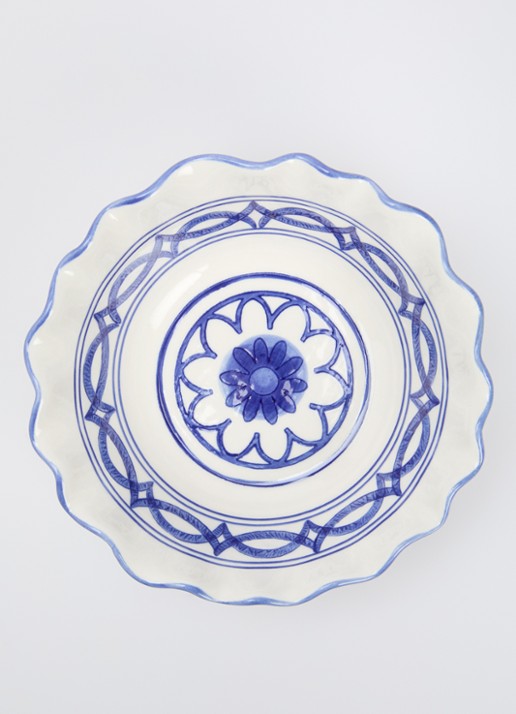 Heinen Delfts Blauw Majolica kom 16 cm - voorkant 2 wit