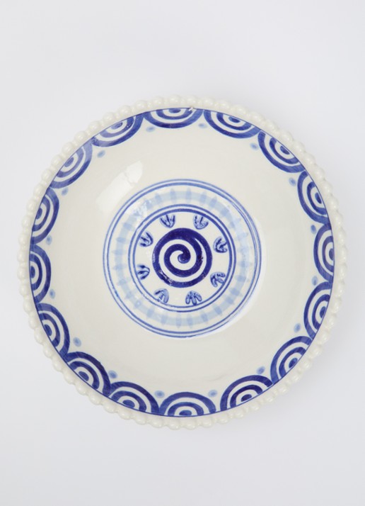 Heinen Delfts Blauw Majolica kom 19 cm - voorkant 2 wit