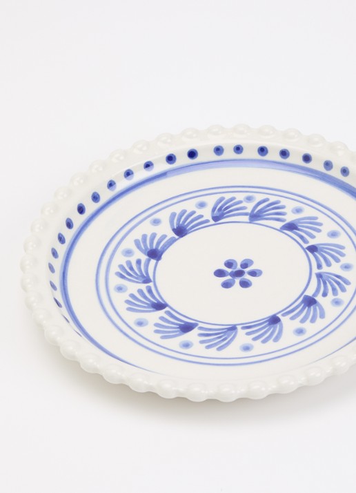 Heinen Delfts Blauw Majolica ontbijtbord 22 cm - detail wit