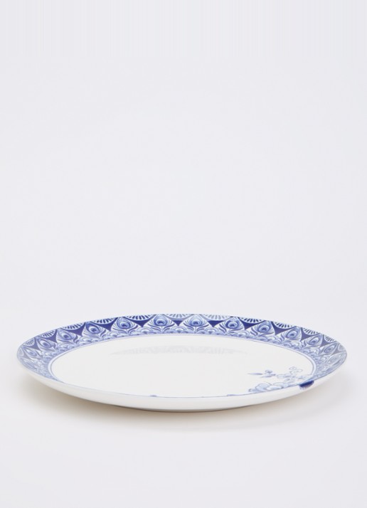 Heinen Delfts Blauw Paauw Blauw dinerbord 27 cm - voorkant 4 wit