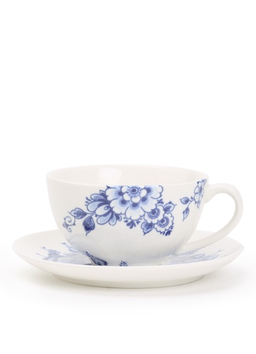 Heinen Delfts Blauw Paauw Blauw kop en schotel