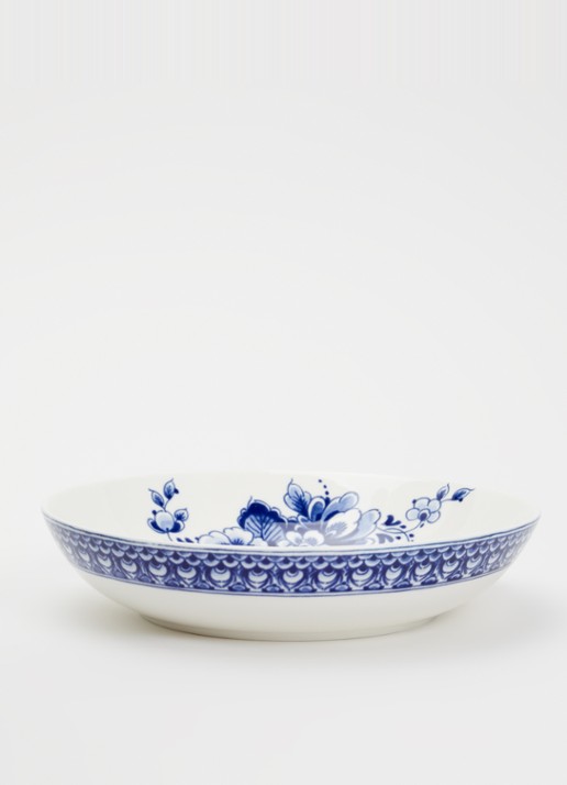 Heinen Delfts Blauw Paauw Blauw pastabord 20 cm - voorkant 4 wit