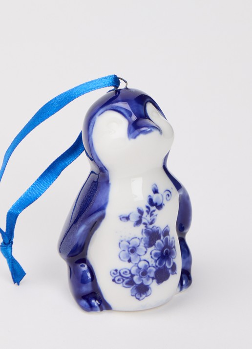 Heinen Delfts Blauw Pinguin kersthanger 8 cm - detail 2 multicolor