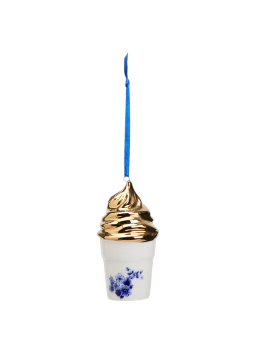 Heinen Delfts Blauw Softijsje kersthanger 9,5 cm
