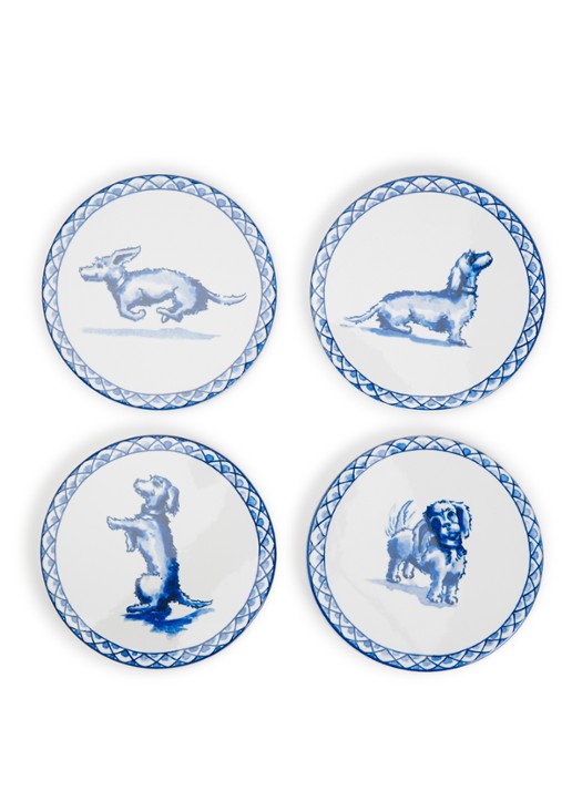 Heinen Delfts Blauw Teckel Nhaan onderzetter set van 4