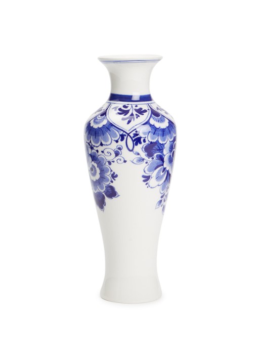 Heinen Delfts Blauw Vaas 20,5 cm - voorkant blauw
