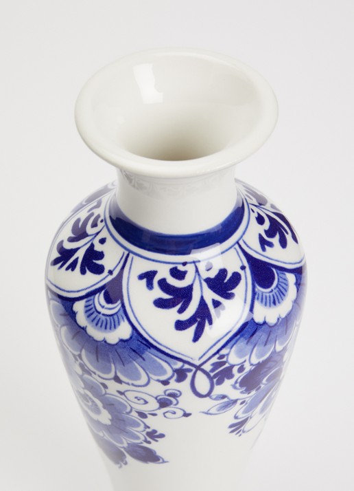 Heinen Delfts Blauw Vaas 20,5 cm - voorkant 2 blauw