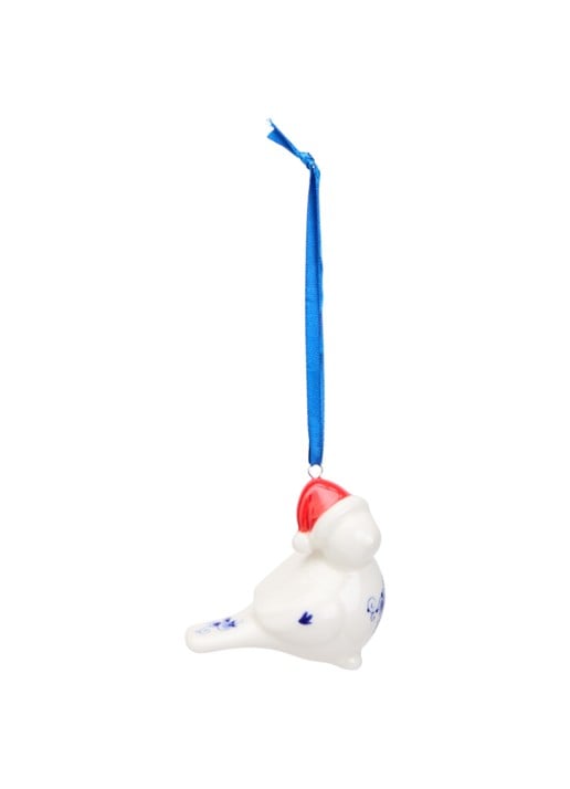 Heinen Delfts Blauw Vogel kersthanger 7 cm