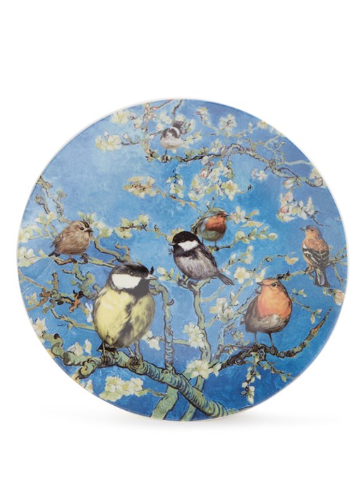 Heinen Delfts Blauw Vogels van Van Gogh wandbord 31 cm