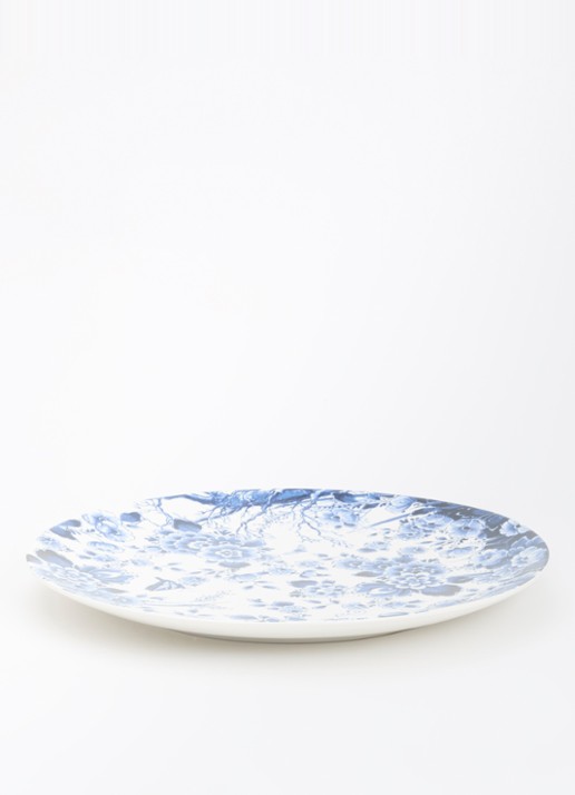 Heinen Delfts Blauw Wandbord 42 cm - voorkant 2 blauw