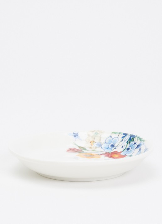 Heinen Delfts Blauw Wildbloemen gebaksbordje 12 cm - voorkant 2 wit
